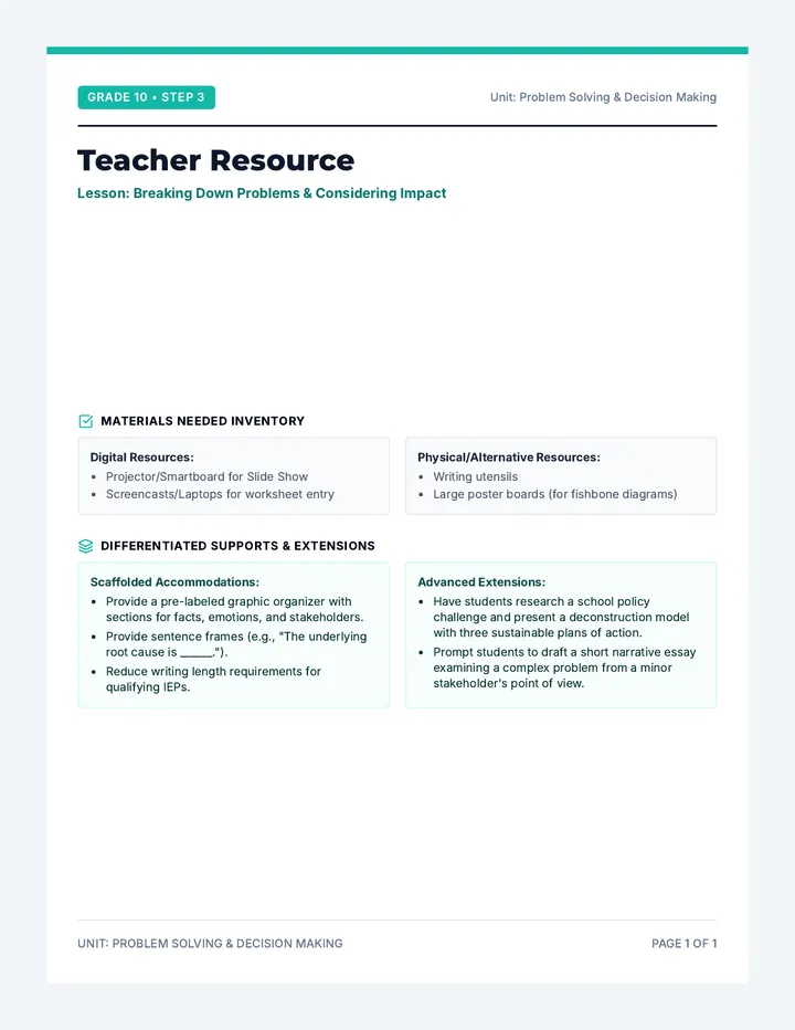 Grade 10 Teacher Resource