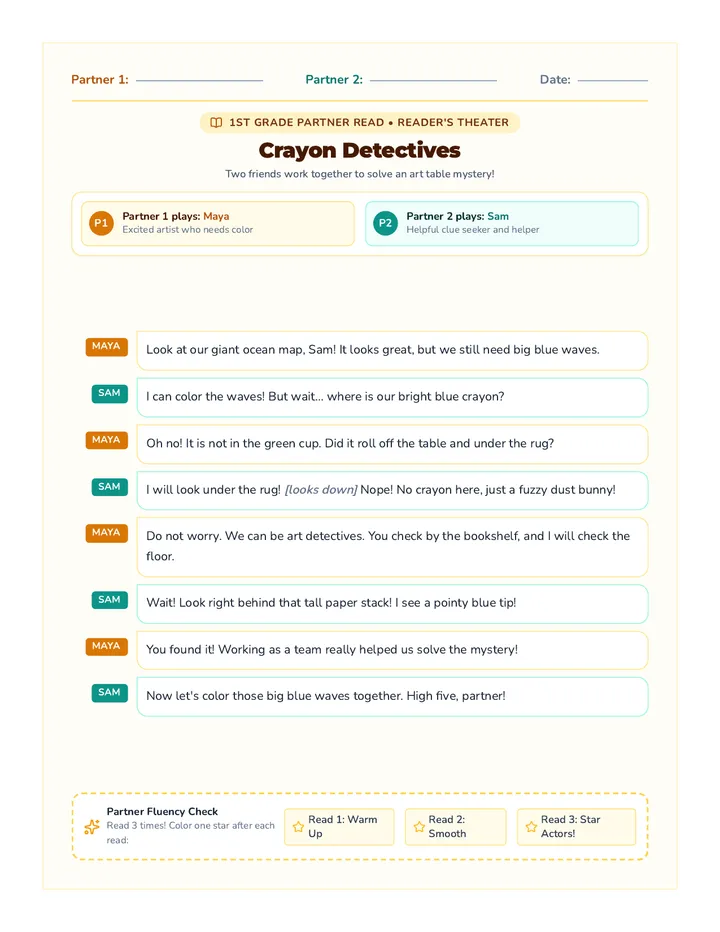 Crayon Detectives Partner Script