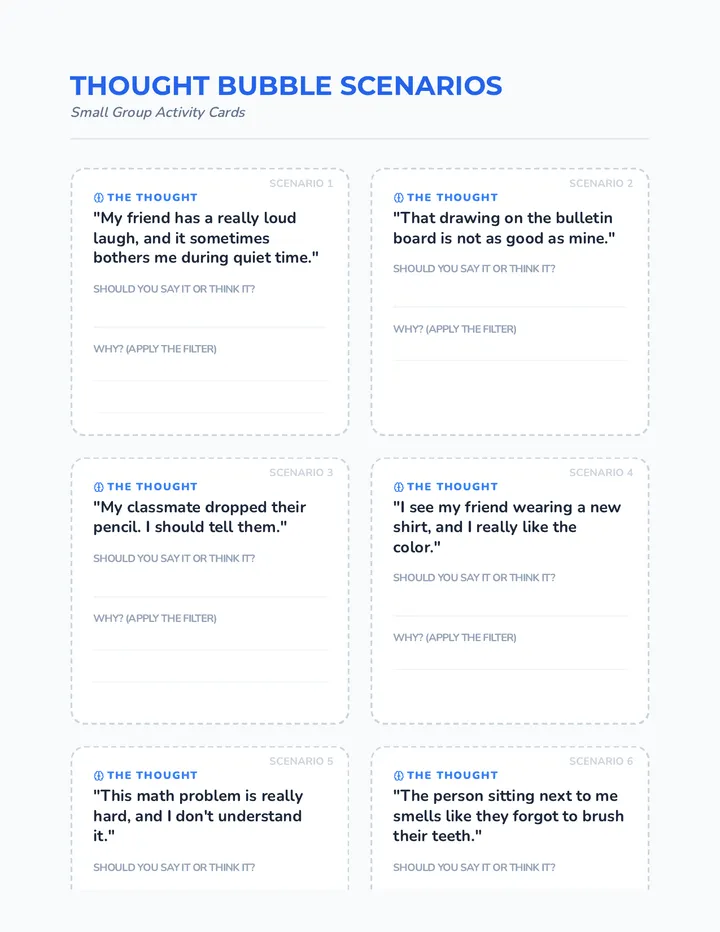 Thought Bubble Scenario Cards