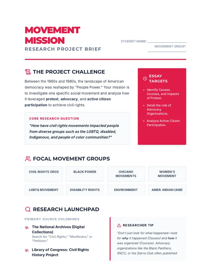 Movement Mission Handout