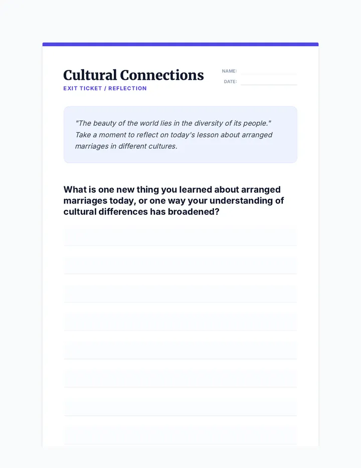 Cultural Connections Cool Down