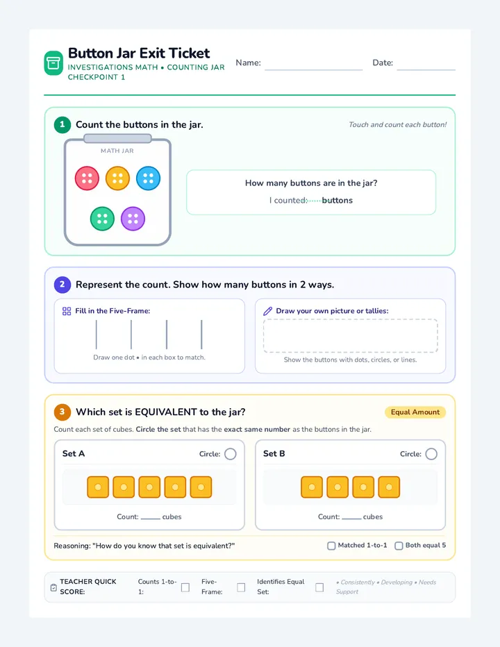 Button Jar Exit Ticket