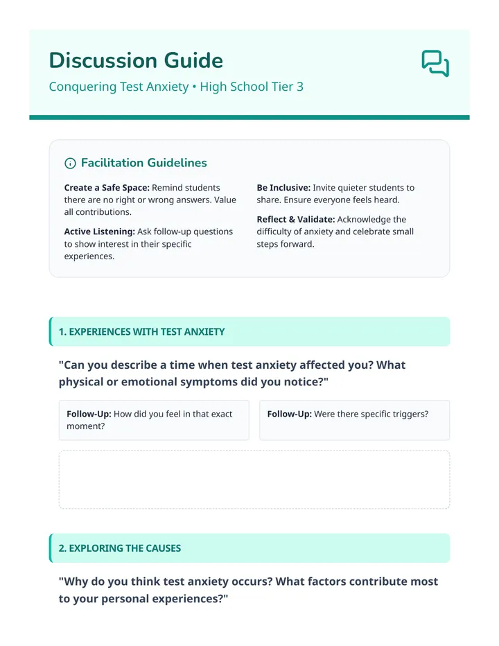 Conquering Test Anxiety Discussion Guide