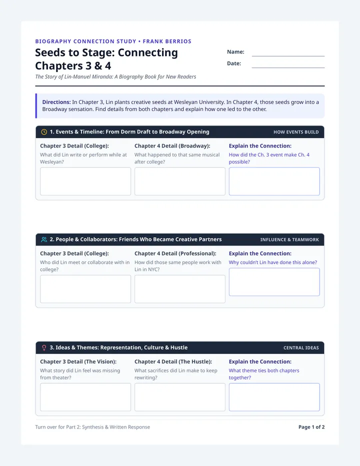 Seeds to Stage Worksheet