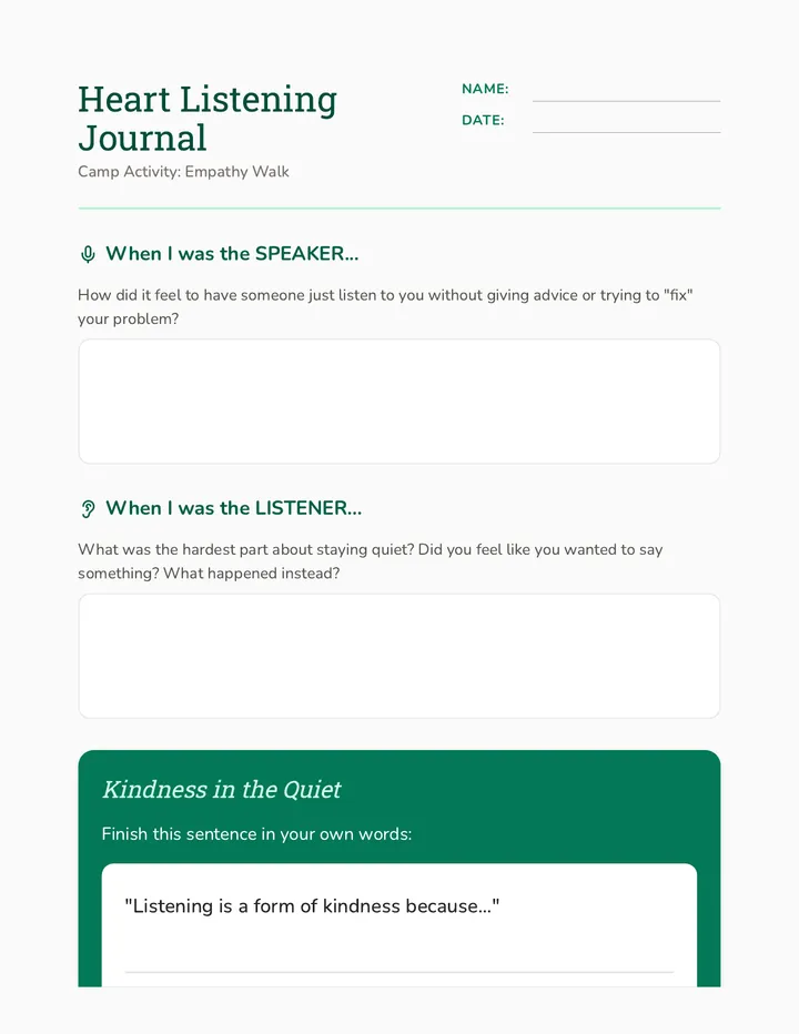 Heart Listening Journal Page