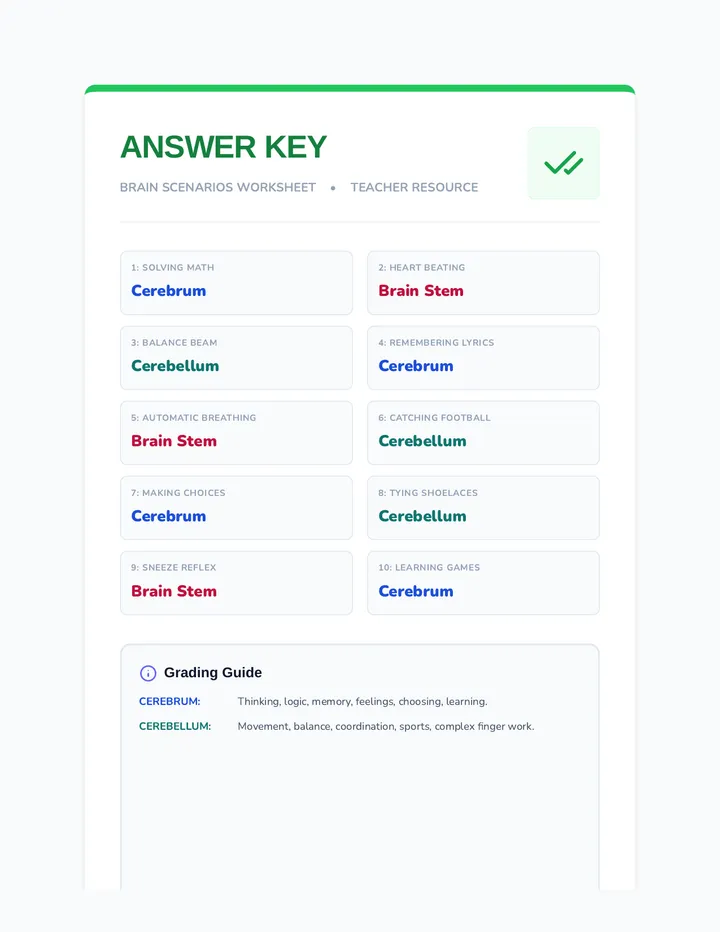 Brain Scenarios Answer Key