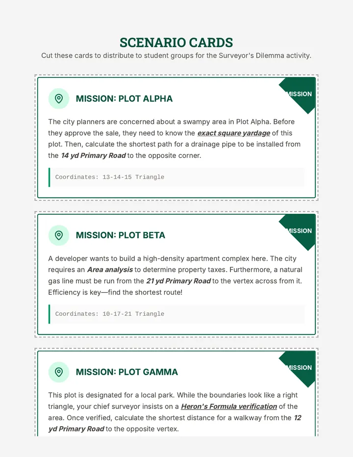 Surveyor Dilemma Scenario Cards