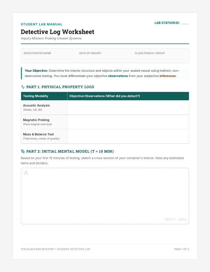 Detective Log Worksheet