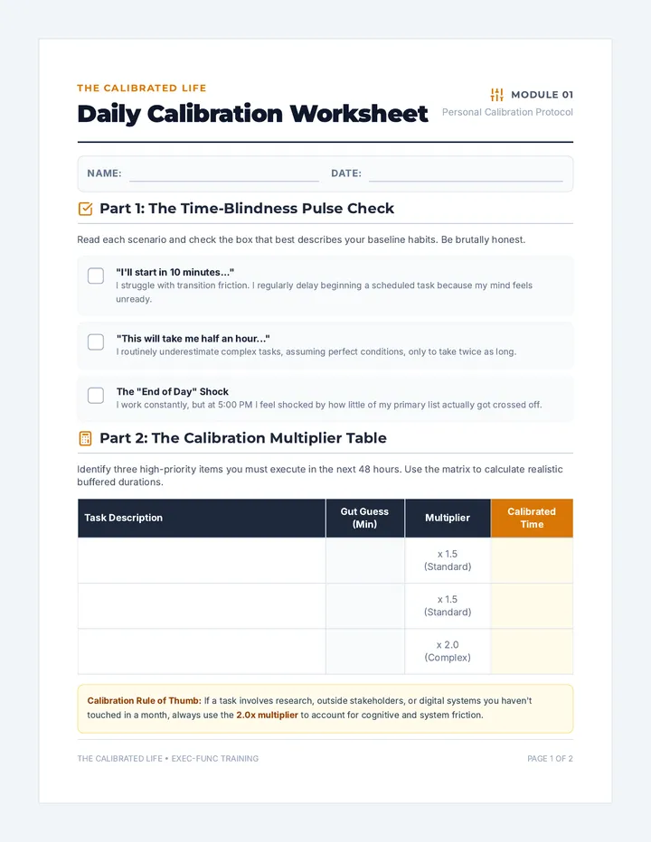 Time Calibration Worksheet