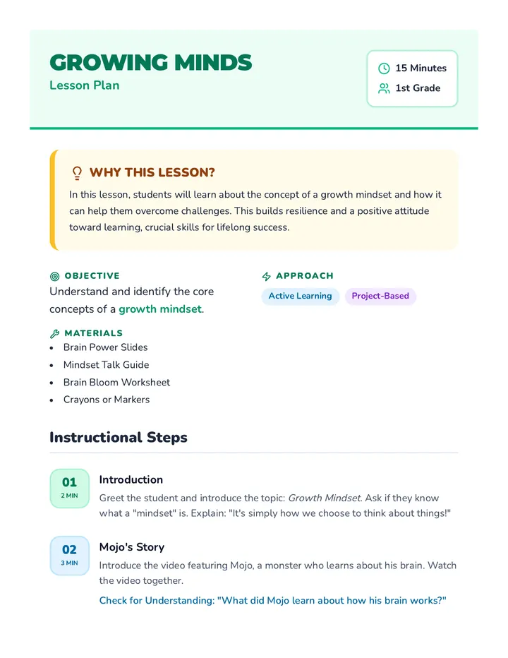 Growing Minds Lesson Plan