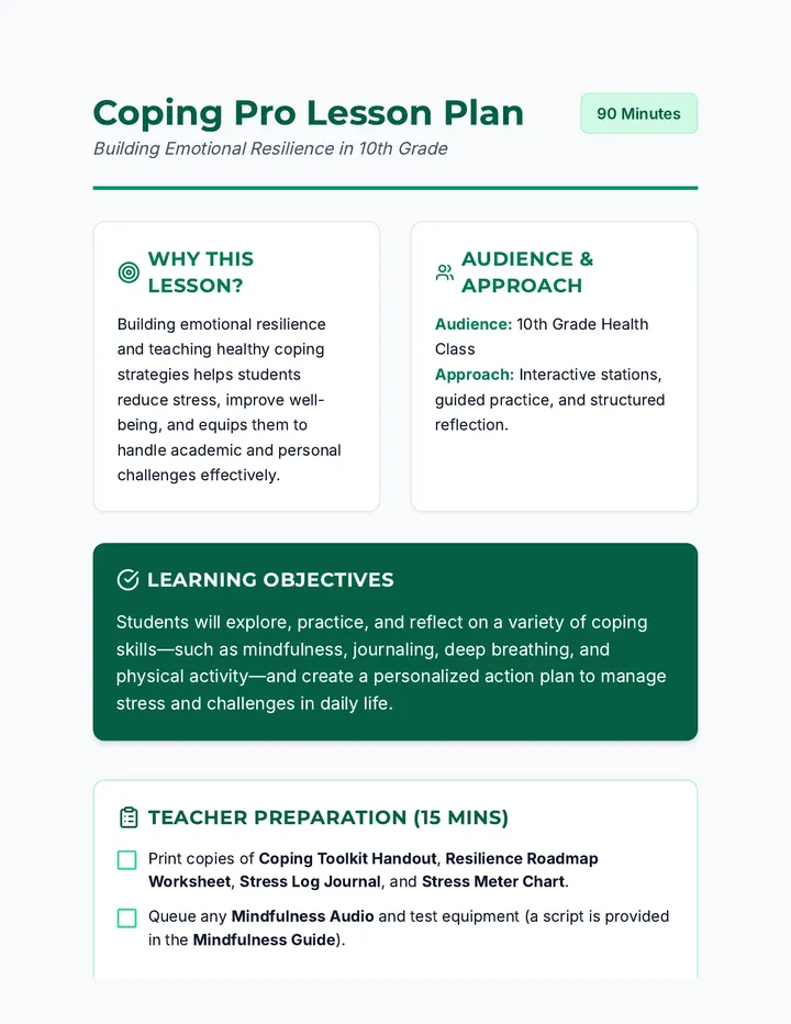 Coping Pro Lesson Plan