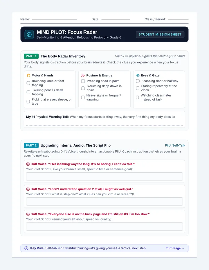 Mind Pilot Worksheet