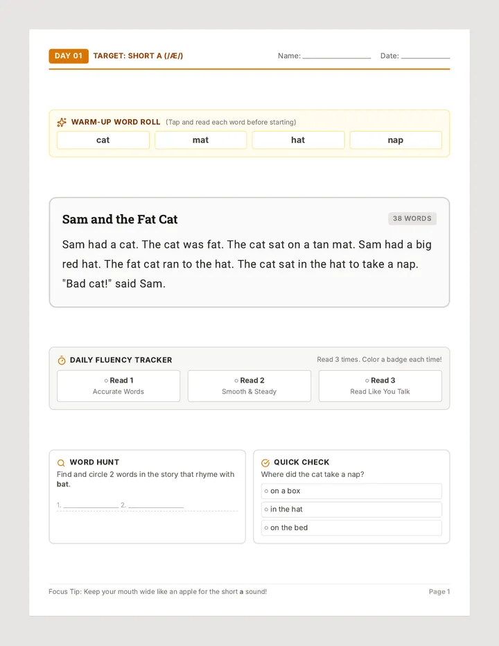 Short Vowels Practice Pages
