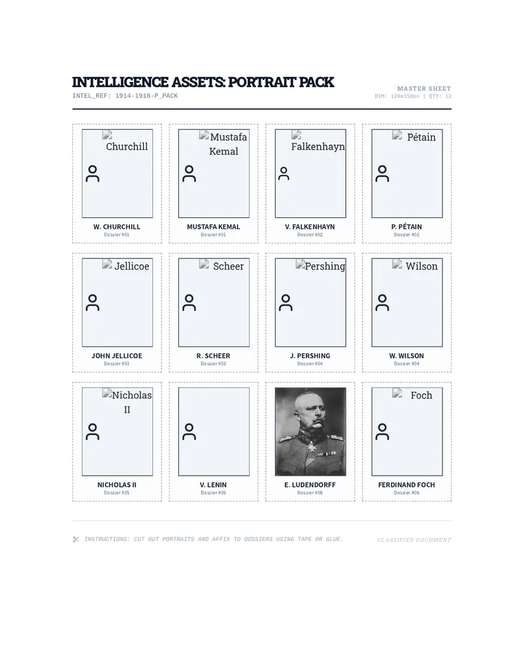 WWI Portrait Cutout Sheet Plus