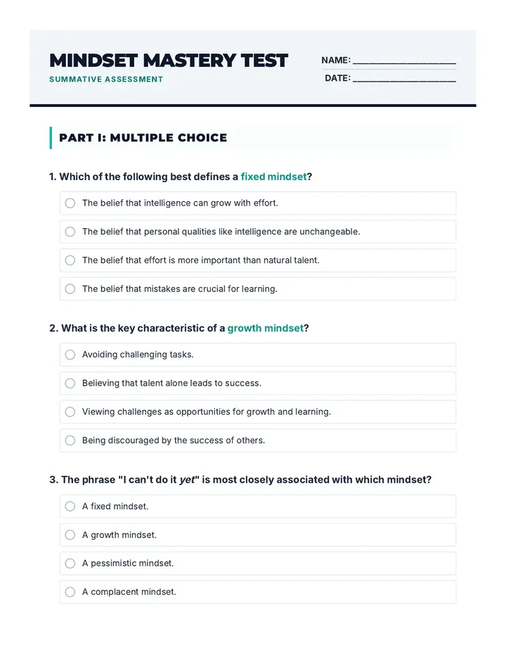 Growth Mindset Test