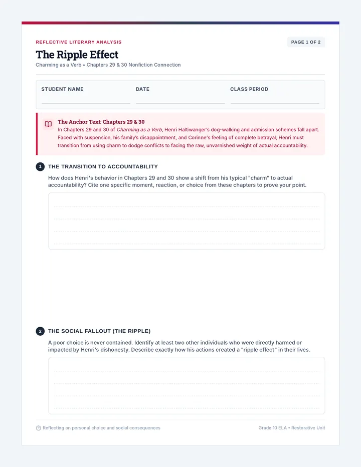 Ripple Effect Worksheet