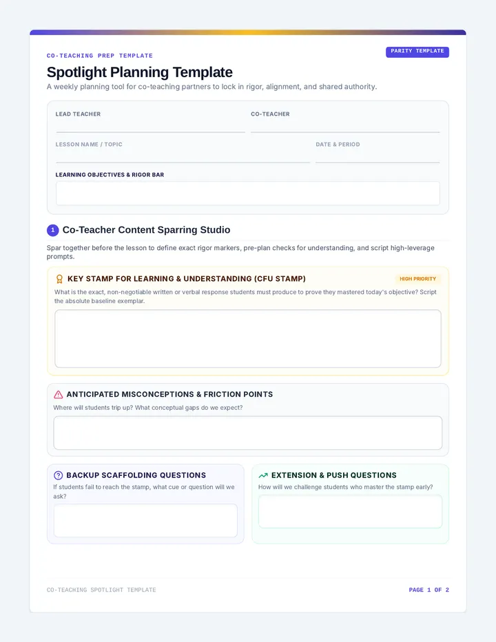 Spotlight Parity Worksheet
