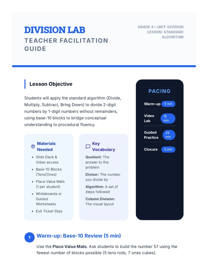 Division Lab Teacher Guide