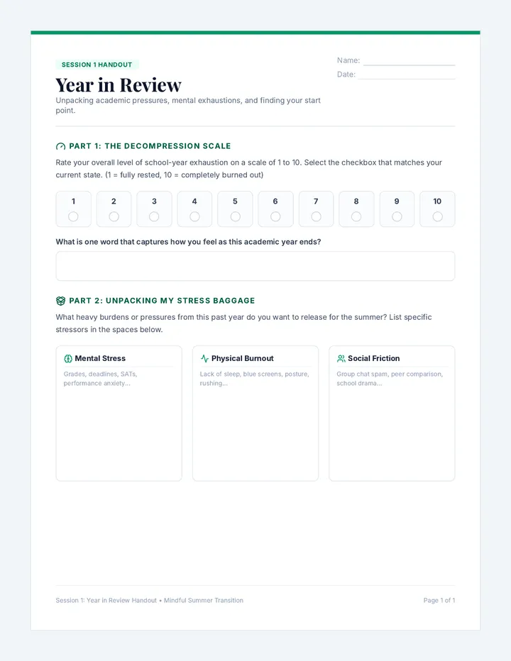 Year in Review Handout