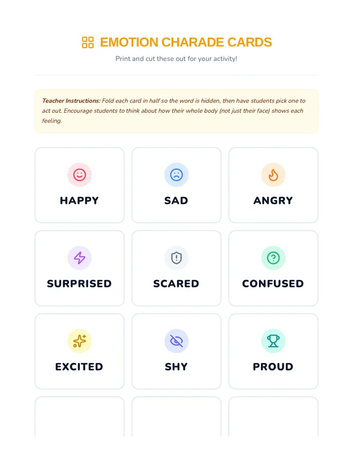 Emotion Charade Cards