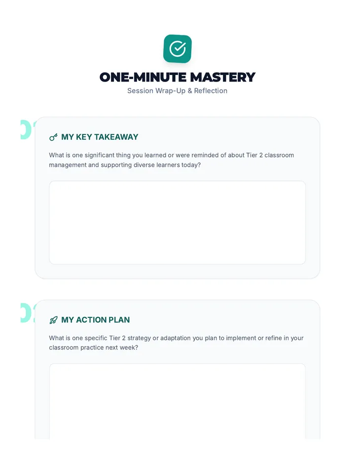 One-Minute Mastery Reflection