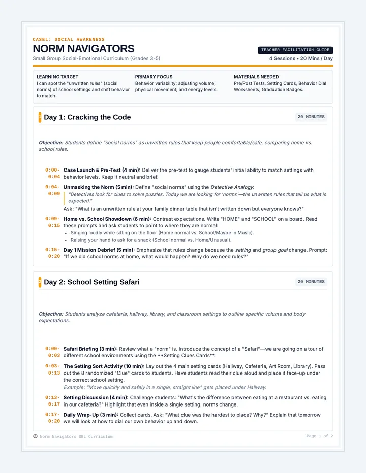 Norm Navigators Teacher Guide page 1