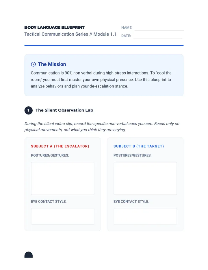 Body Language Blueprint Worksheet