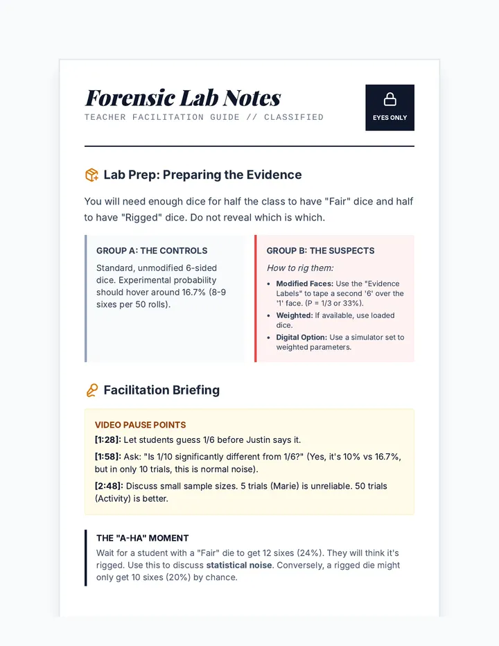 Forensic Lab Notes Teacher Guide