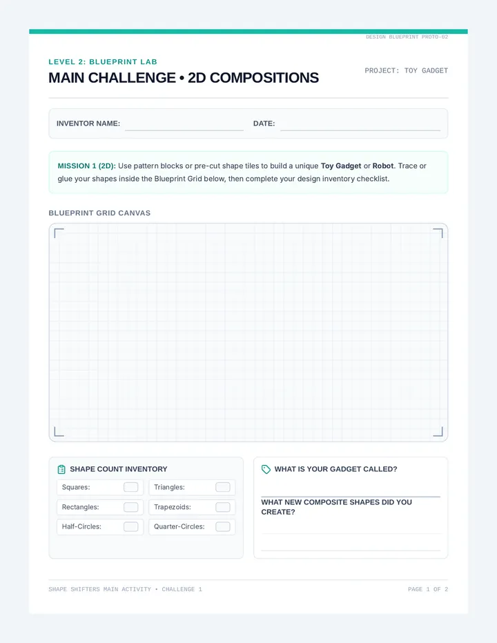Shape Shifters Main Activity Worksheet