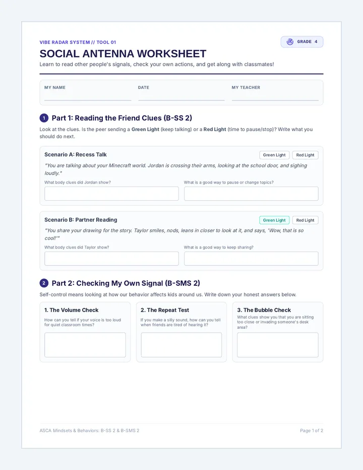 Social Antenna Worksheet