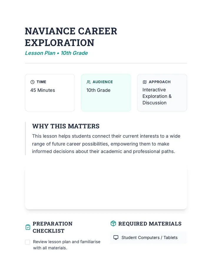 Naviance Career Exploration Lesson Plan