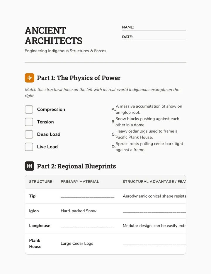 Ancient Architects Worksheet