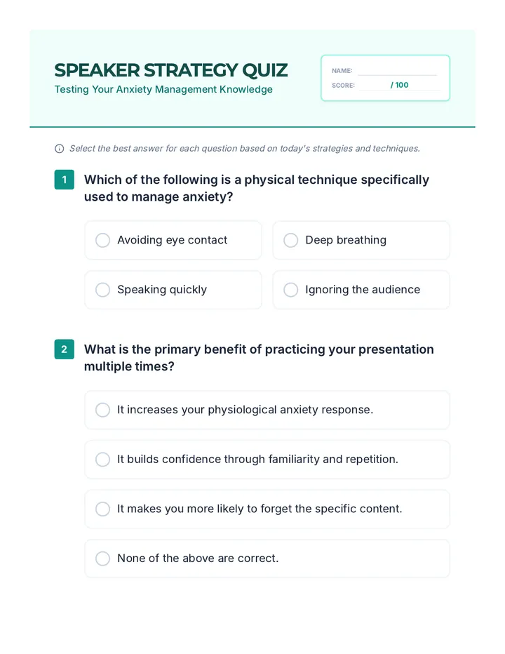 Public Speaking Strategies Quiz