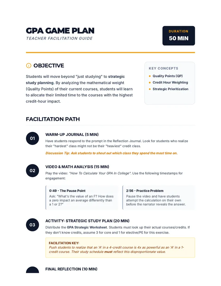 GPA Strategy Teacher Guide