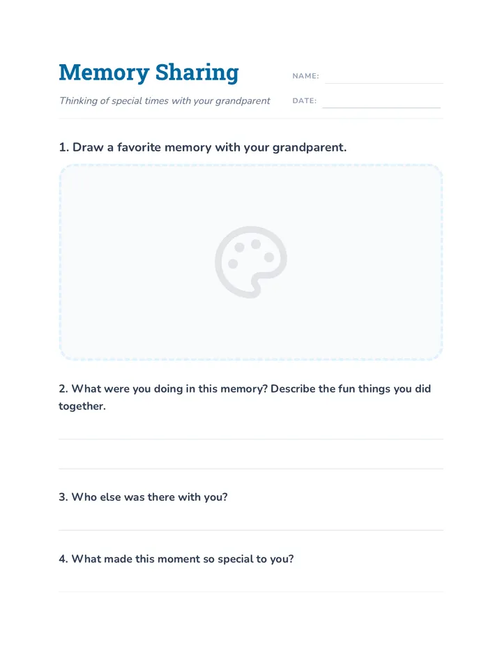 Hearts Remember Memory Worksheet