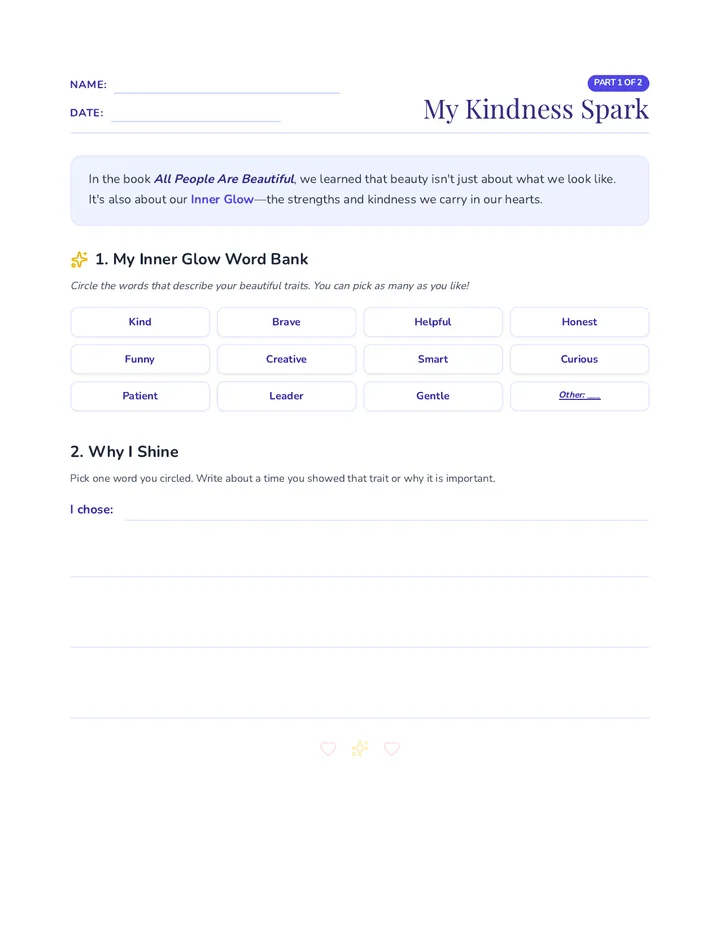 Kindness Spark Worksheet