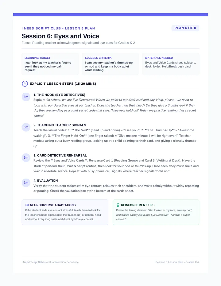 Eyes and Voice Lesson Plan