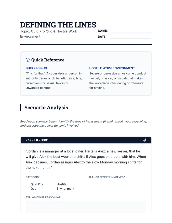 Defining the Lines Worksheet