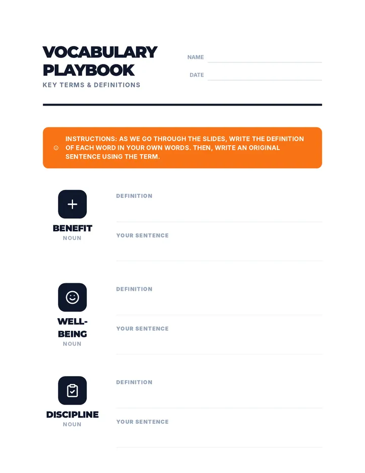 Vocabulary Builder Worksheet