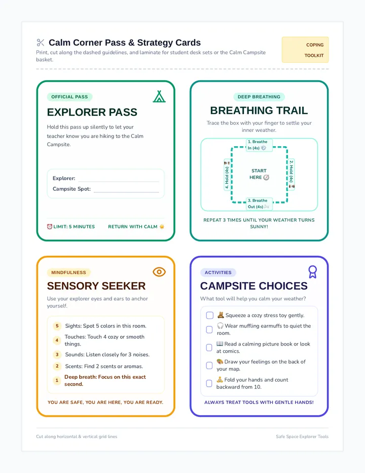 Calm Corner Pass Cards