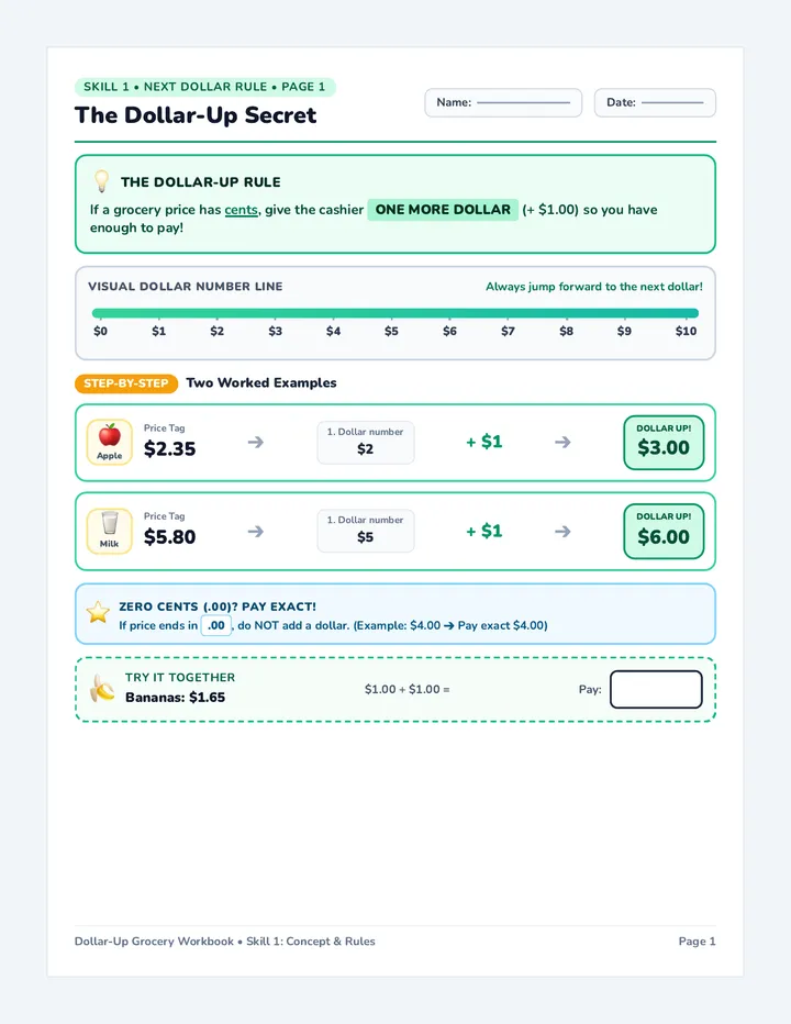 Dollar Up Grocery Workbook