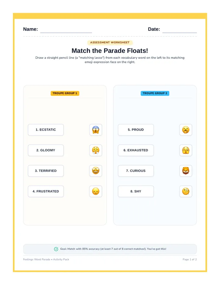 Parade Floats Worksheet