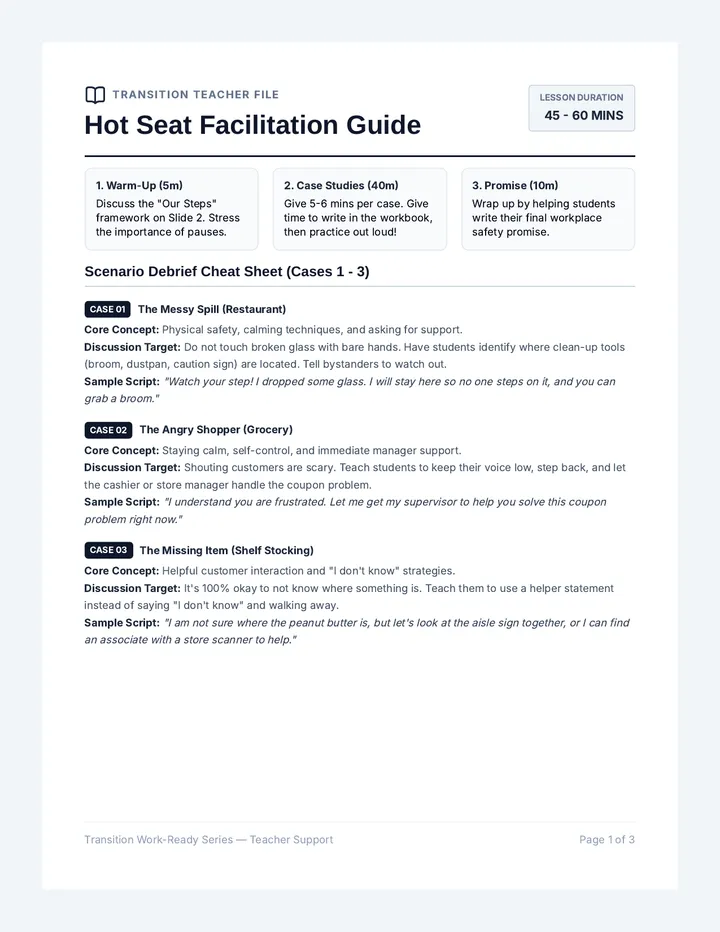 Hot Seat Teacher Guide