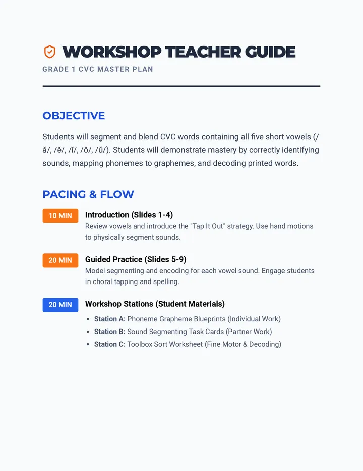 Workshop Teacher Guide