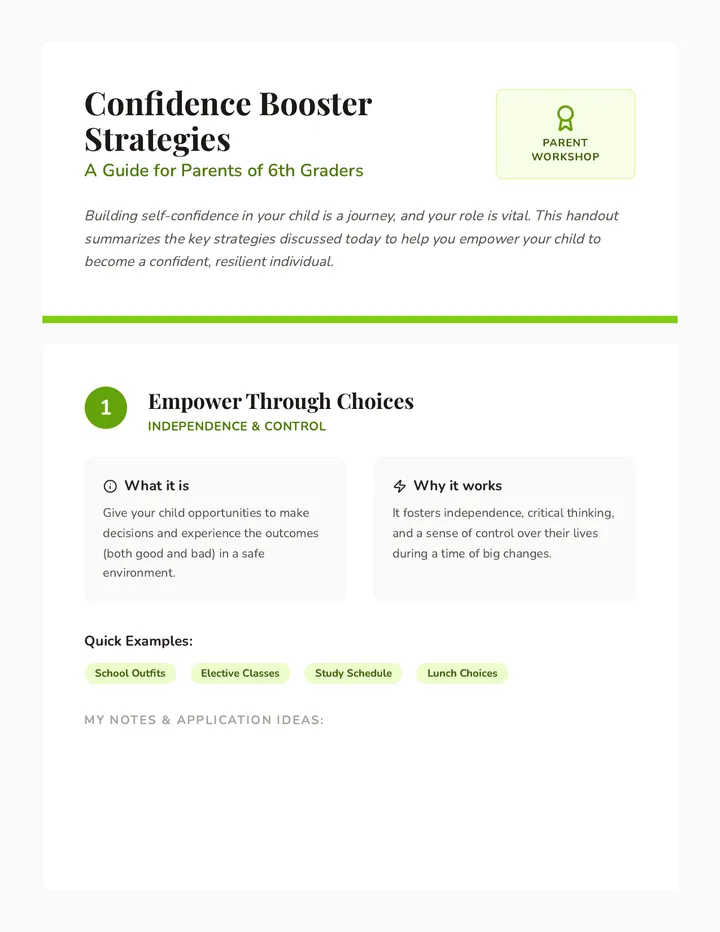 Confidence Booster Strategies Handout