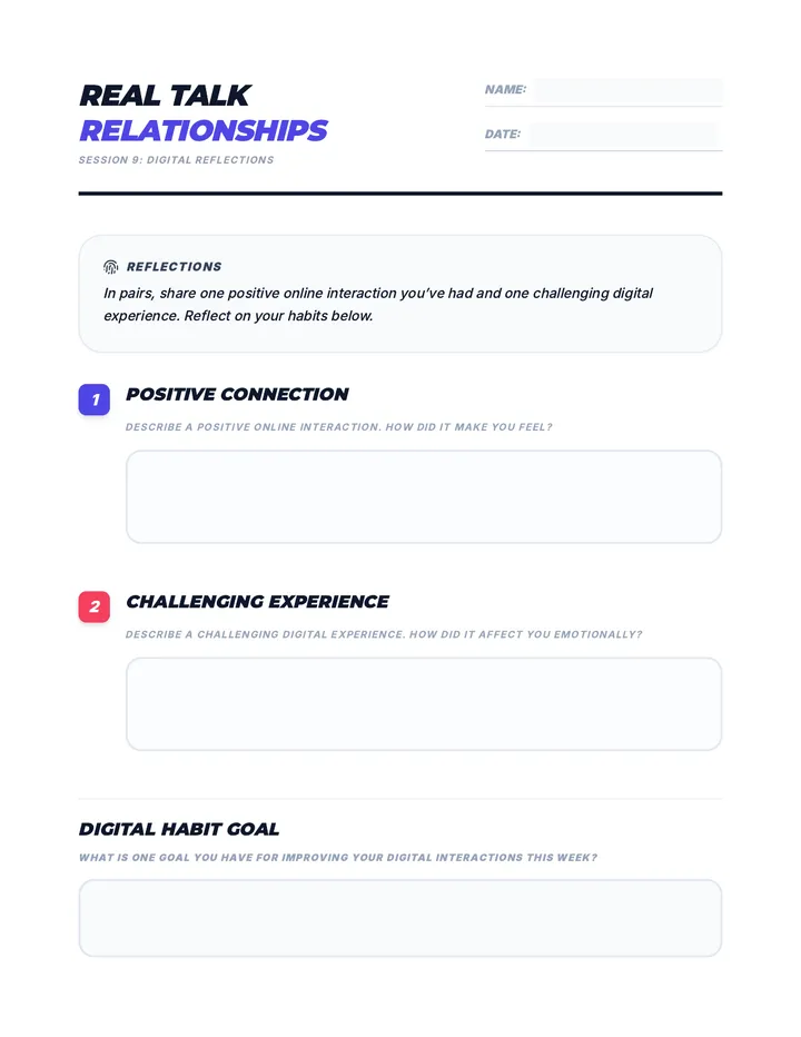 Digital Reflections Worksheet