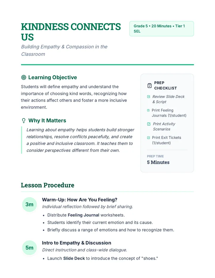 Kindness Connects Us Lesson Plan