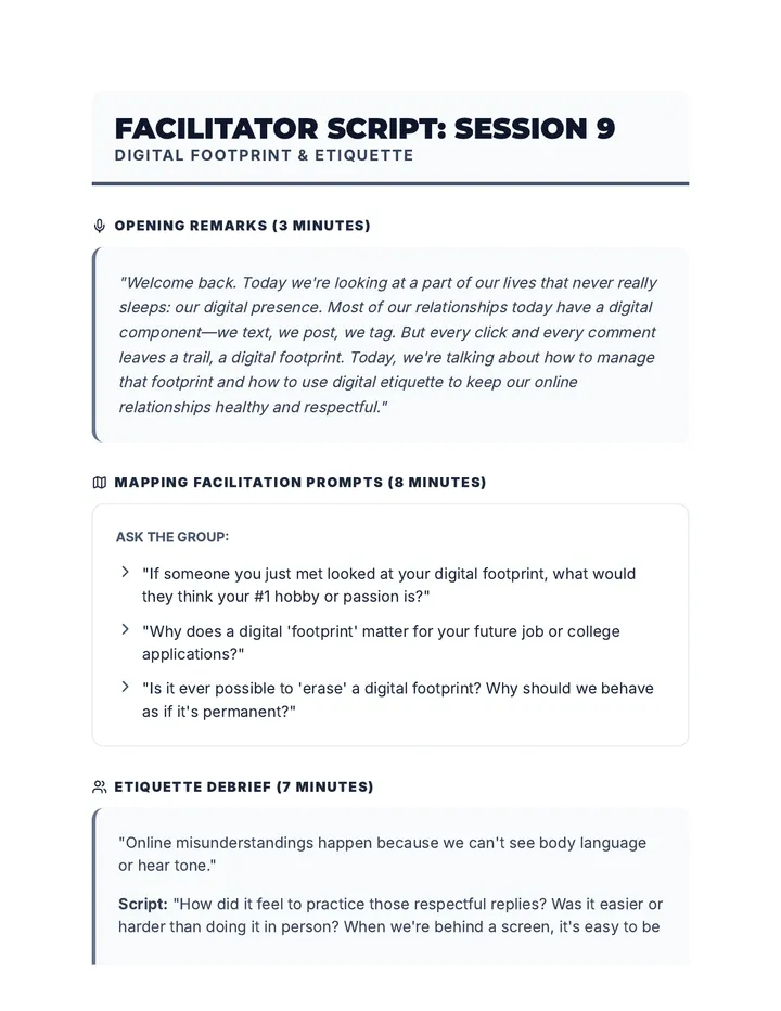 Session 9 Facilitator Script
