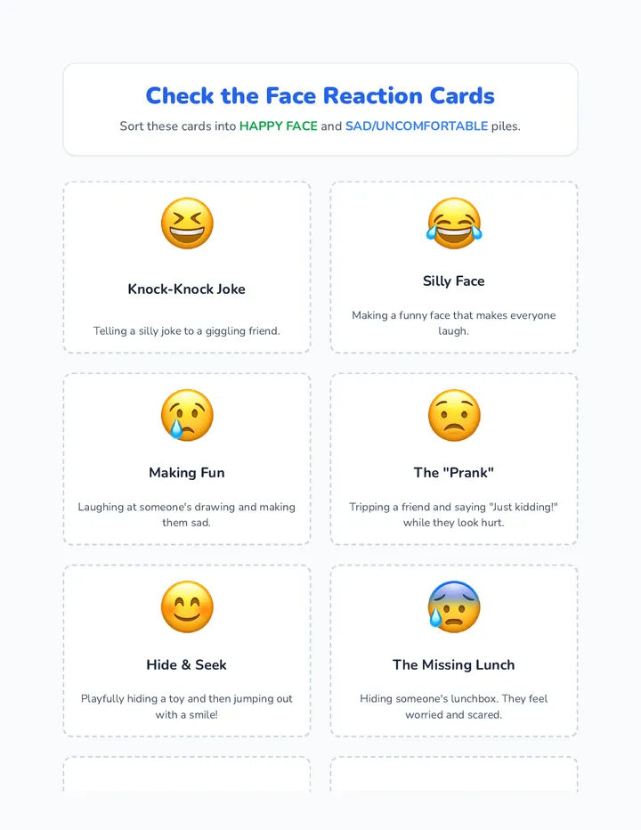 Check the Face Reaction Cards