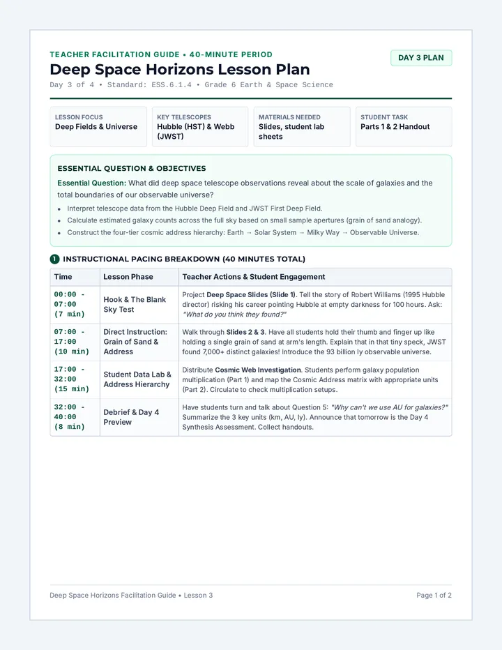 Deep Space Lesson Plan